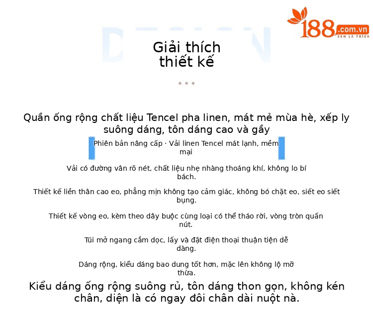 Quần culottes nữ ống rộng vải lanh cạp cao thắt lưng bản to — Màu đen thông thường chi tiết 2