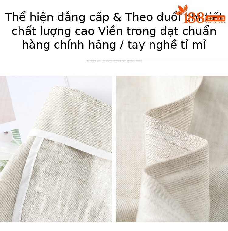 Quần culottes nữ ống rộng vải lanh cạp cao thắt lưng bản to — Màu đen thông thường chi tiết 30