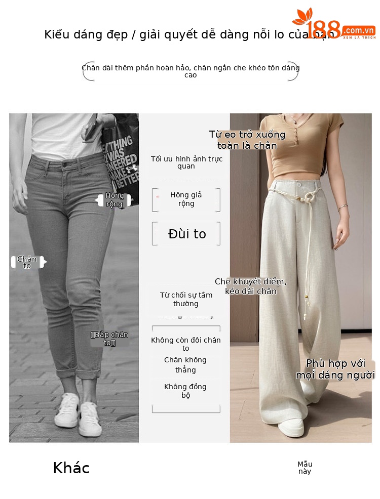 Quần culottes nữ ống rộng vải lanh cạp cao thắt lưng bản to — Màu đen thông thường chi tiết 35
