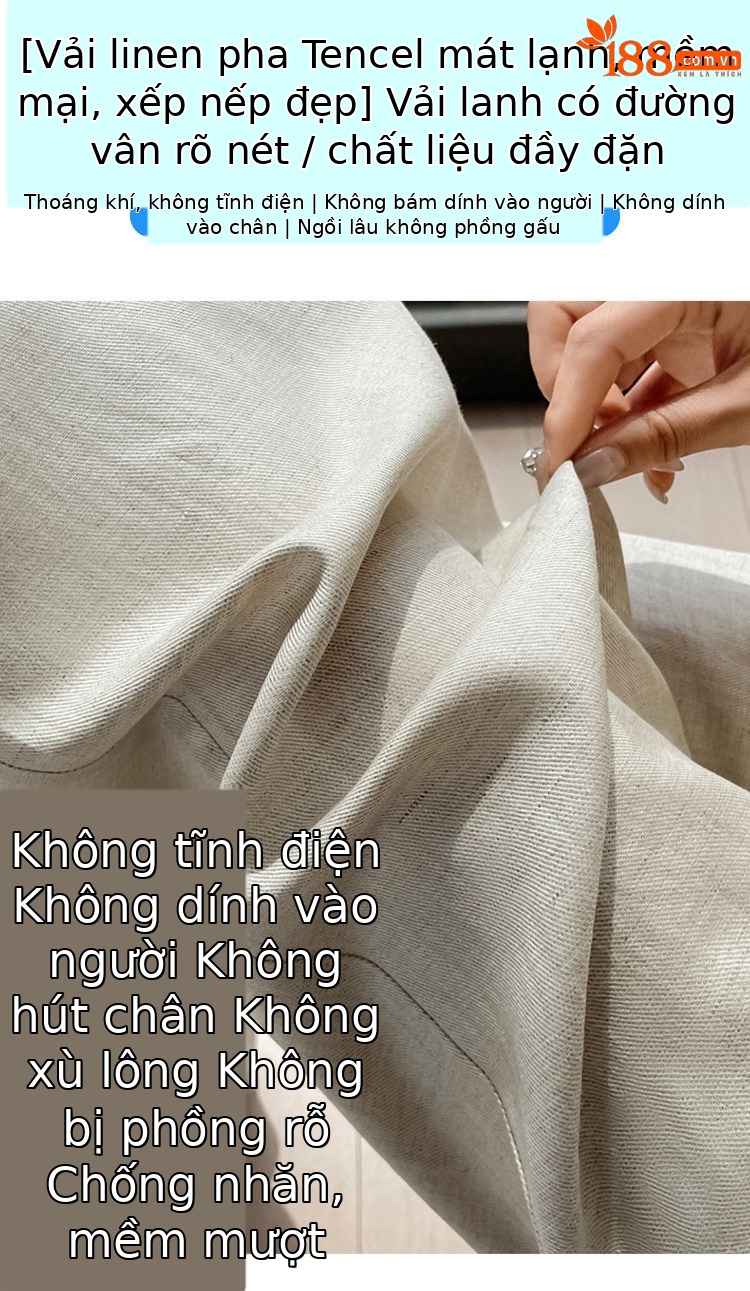 Quần culottes nữ ống rộng vải lanh cạp cao thắt lưng bản to — Màu đen thông thường chi tiết 5