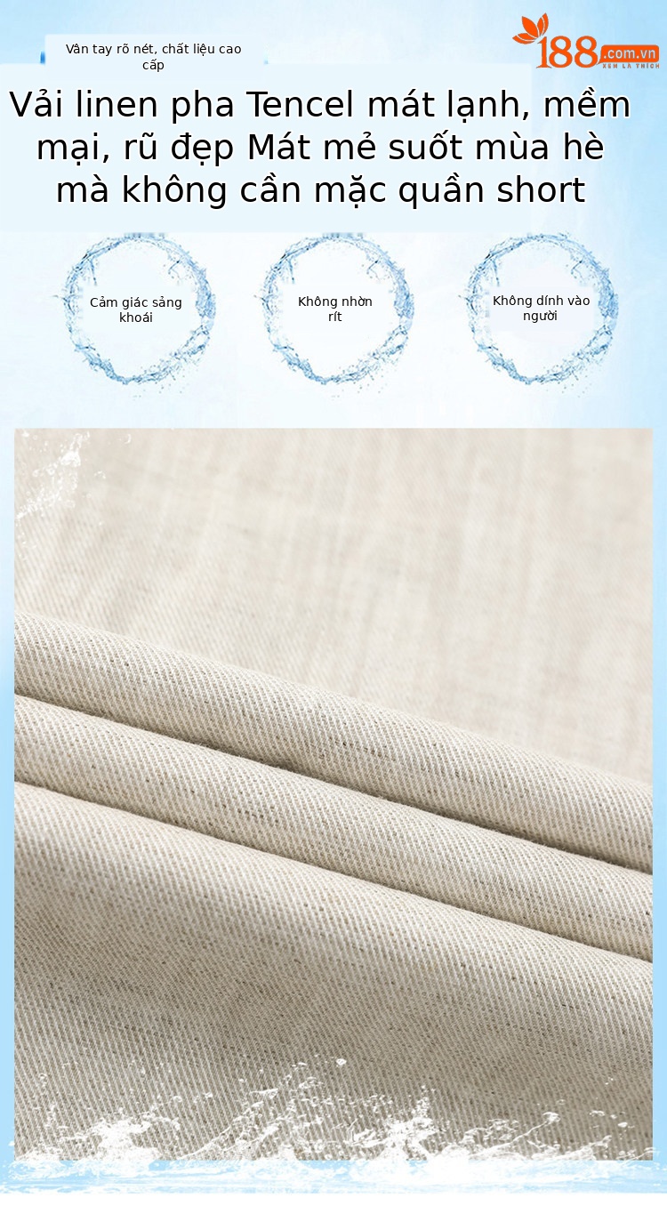 Quần culottes nữ ống rộng vải lanh cạp cao thắt lưng bản to — Màu đen thông thường chi tiết 13