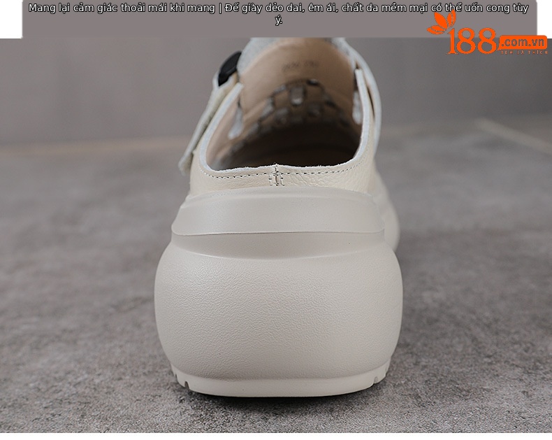 Sandal cao gót nữ mũi nhọn đế dày, phong cách thủ công dân tộc, gót 9 cm — màu be chi tiết 8
