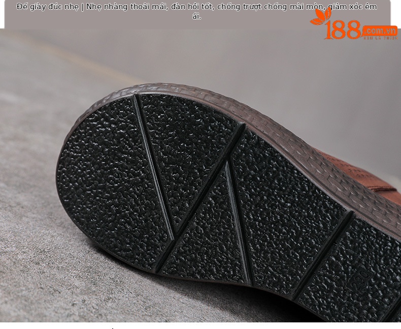 Dép sandal nữ quai chữ V đơn giản, đế xuồng cao, da bò thật, mũi hở — màu nâu chi tiết 7