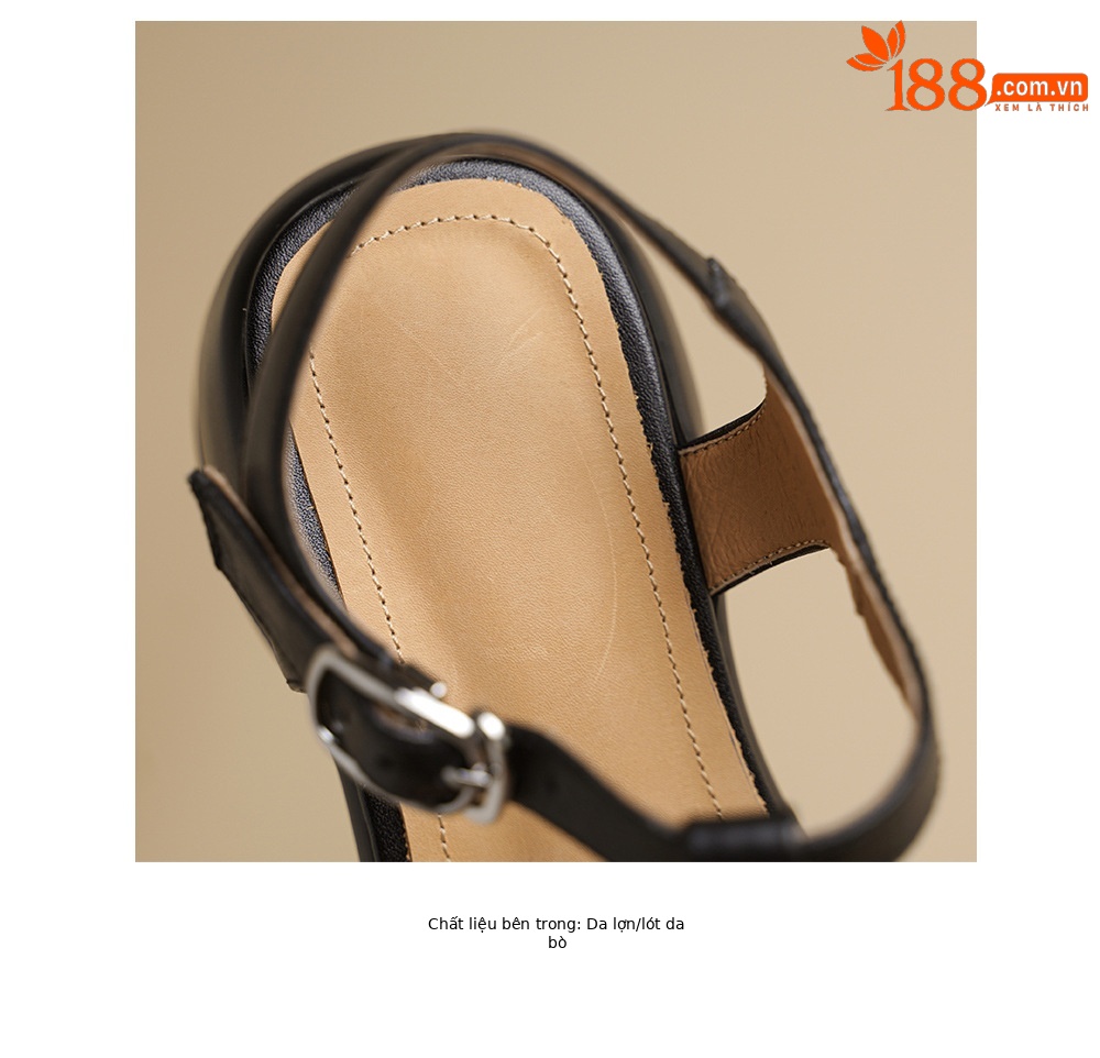 Sandal nữ đế dày quai ngang khóa chữ T dệt phong cách thể thao — đen chi tiết 18
