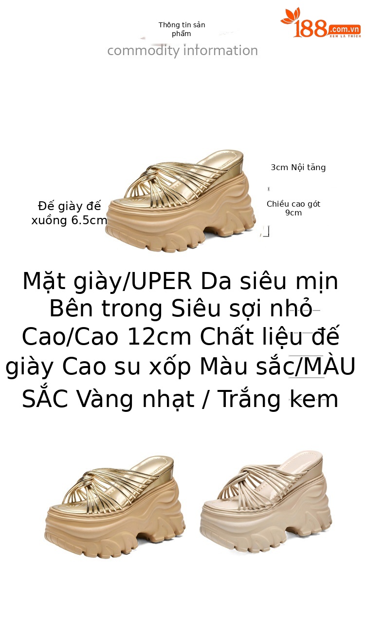 Sandal cao gót nữ quai mảnh đế xuồng siêu cao gót 9 cm — màu trắng ngà, Vàng nhạt chi tiết 3