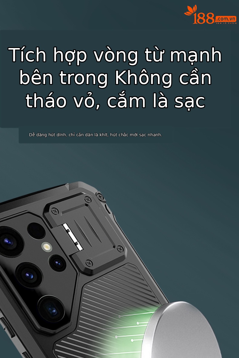 Ốp lưng Samsung S26 Ultra kim loại chống sốc, khung viền dày bảo vệ toàn diện, có giá đỡ ống kính và nam châm MagSafe — Đen, Đỏ, Xanh dương chi tiết 8