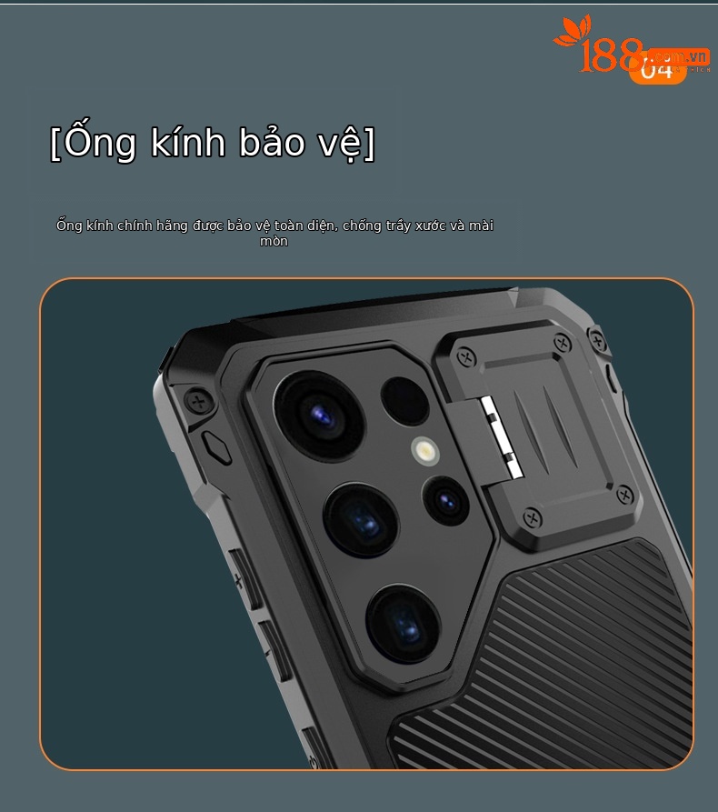 Ốp lưng Samsung S26 Ultra kim loại chống sốc, khung viền dày bảo vệ toàn diện, có giá đỡ ống kính và nam châm MagSafe — Đen, Đỏ, Xanh dương chi tiết 10