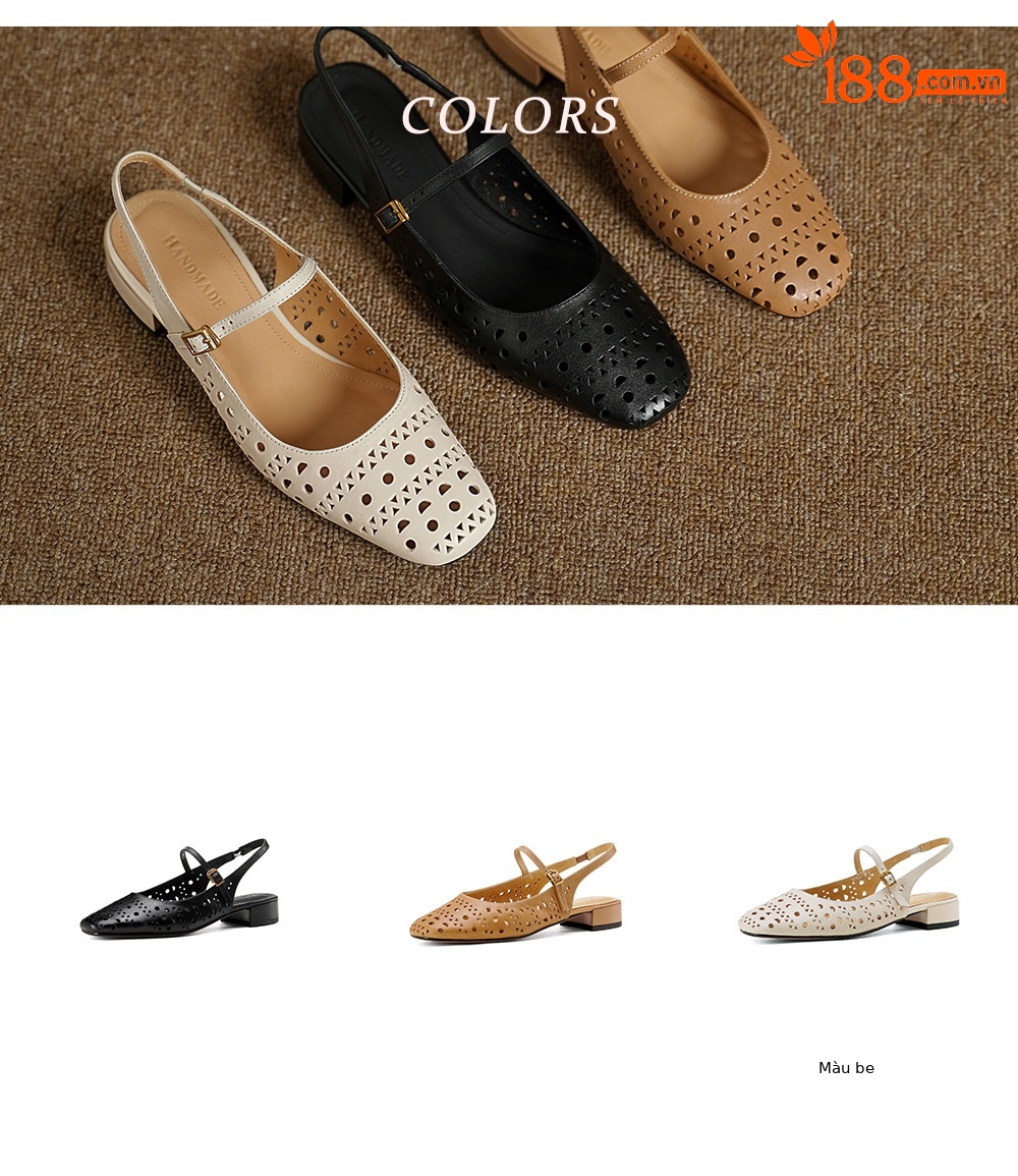 Sandal nữ hở mũi gót thấp quai ngang đế bệt — đen chi tiết 6