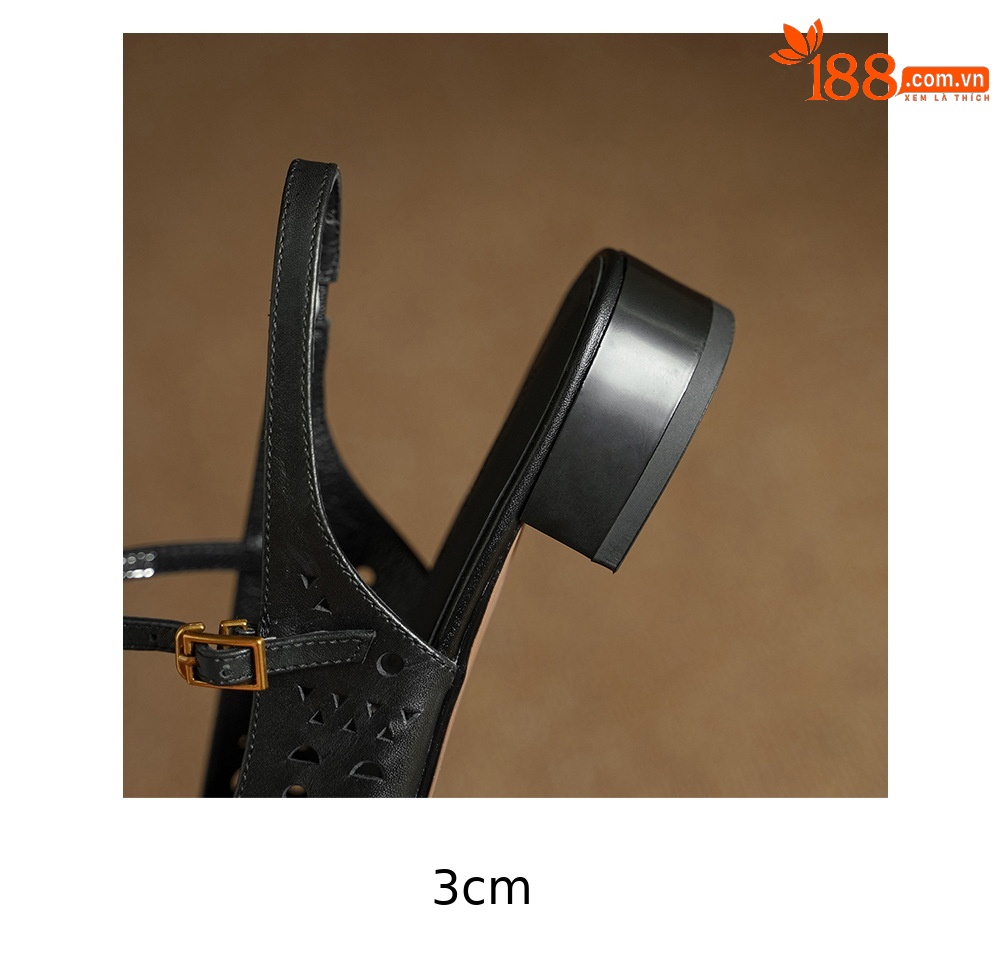 Sandal nữ hở mũi gót thấp quai ngang đế bệt — đen chi tiết 21