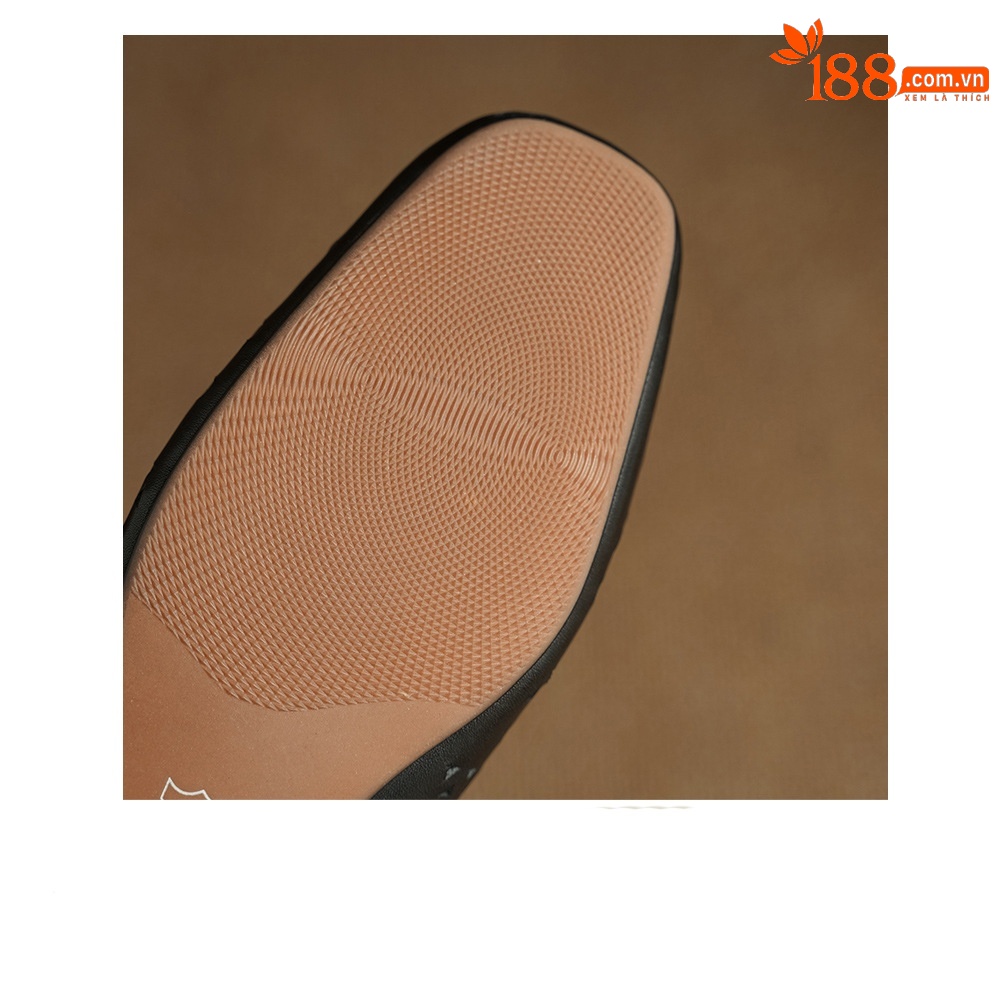 Sandal nữ hở mũi gót thấp quai ngang đế bệt — đen chi tiết 22