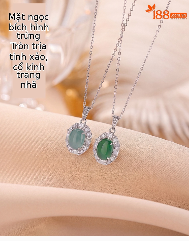 Dây chuyền mặt dây chuyền hình giọt nước bạc S925 mạ vàng — Mẫu ngọc bích xanh nước - Mặt dây chuyền đơn - Không bao gồm dây chi tiết 1