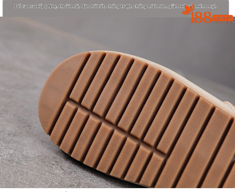 Dép sandal nữ da bò mũi kín đế dày lỗ thoáng khí — màu nâu chi tiết 7