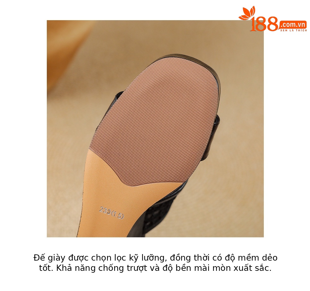 Sandal cao gót nữ đế xuồng mũi vuông đính đá quai ngang — màu đen, màu trắng ngà chi tiết 21