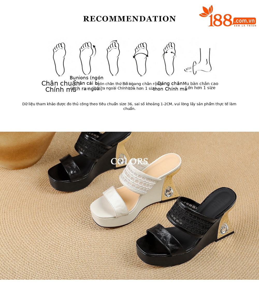 Sandal cao gót nữ đế xuồng mũi vuông đính đá quai ngang — màu đen, màu trắng ngà chi tiết 2