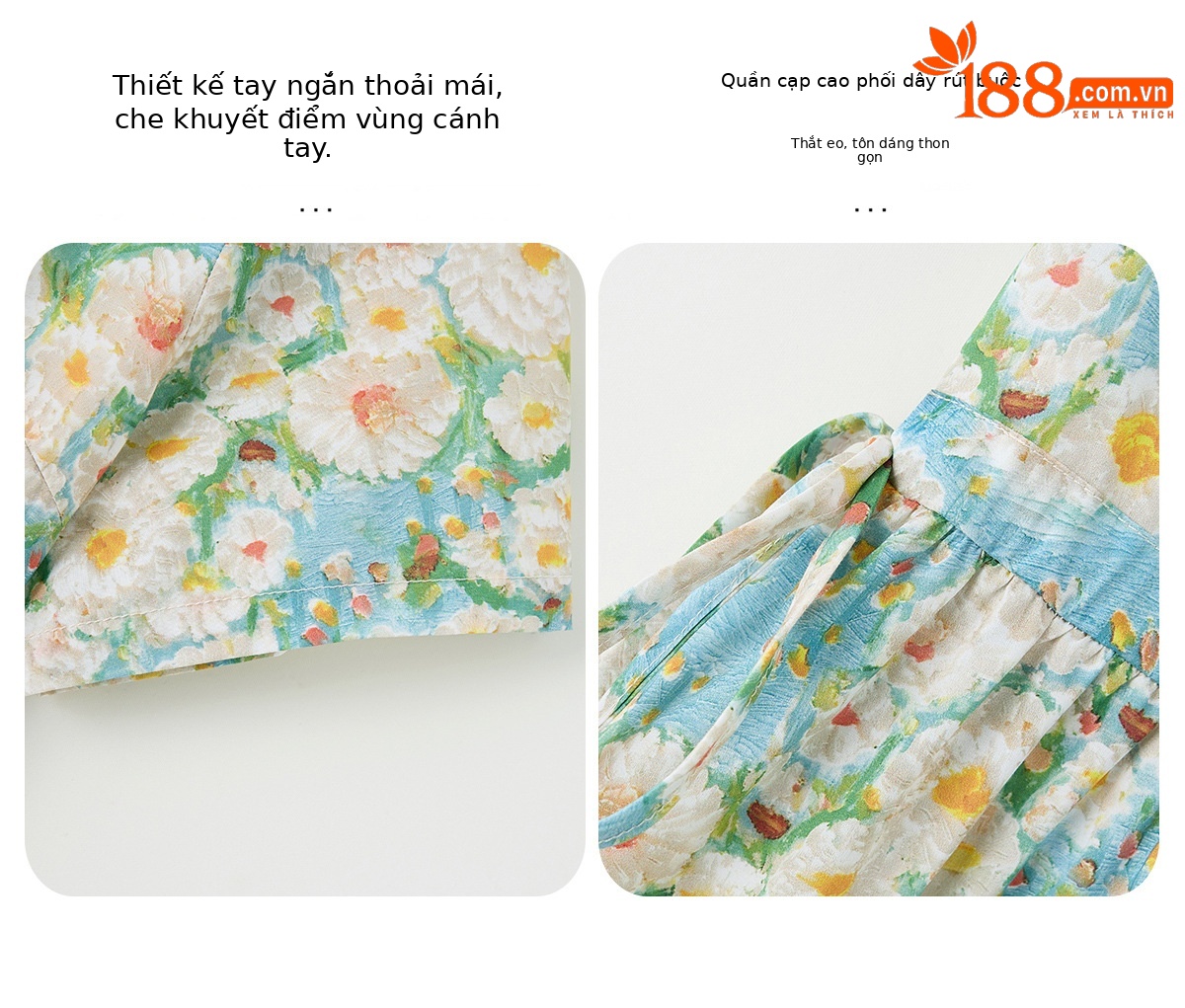 Đầm maxi nữ thắt eo họa tiết hoa nhí màu xanh lá dáng suông dài — Xanh lá cây nhạtcolor chi tiết 8