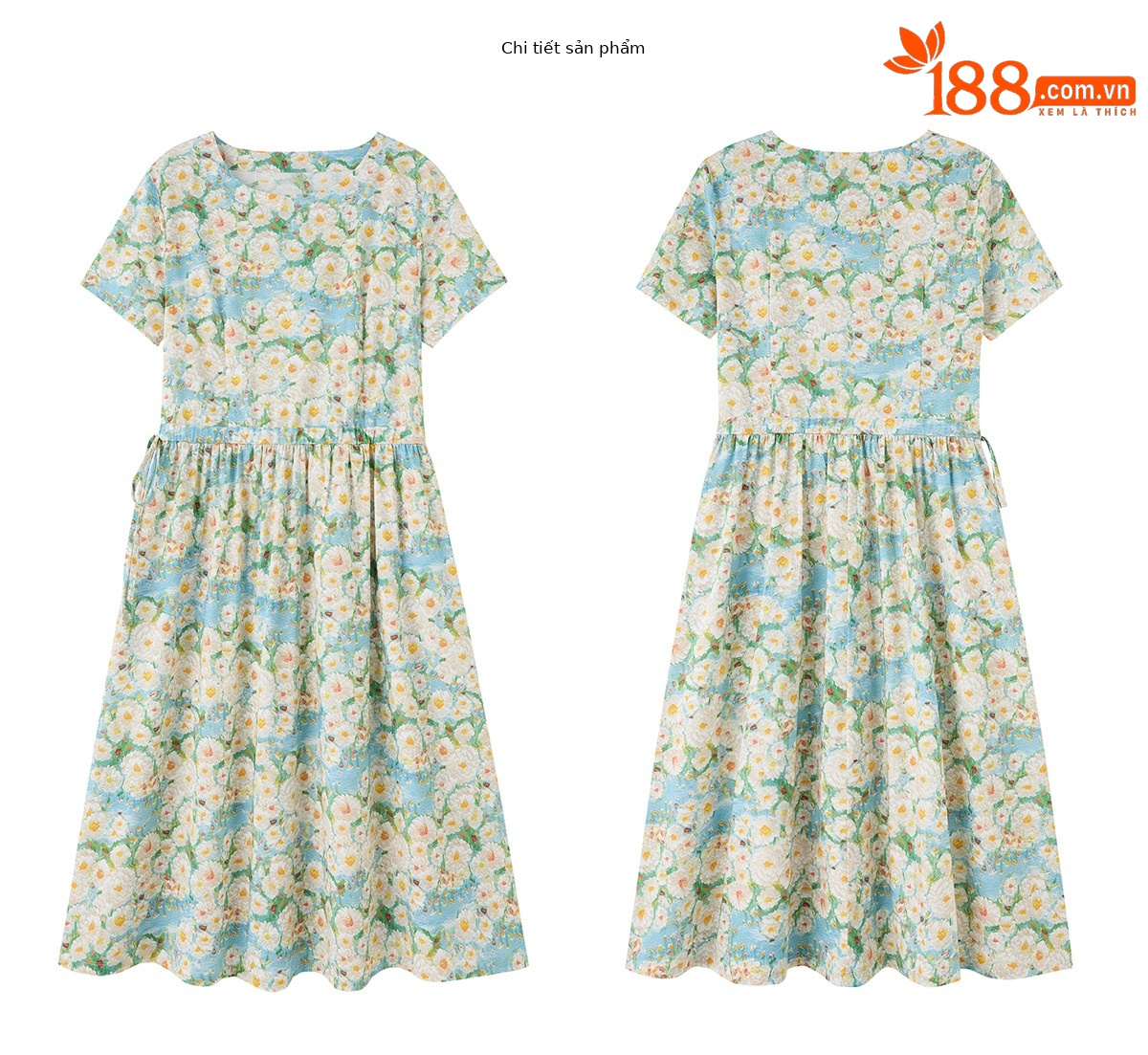 Đầm maxi nữ thắt eo họa tiết hoa nhí màu xanh lá dáng suông dài — Xanh lá cây nhạtcolor chi tiết 20