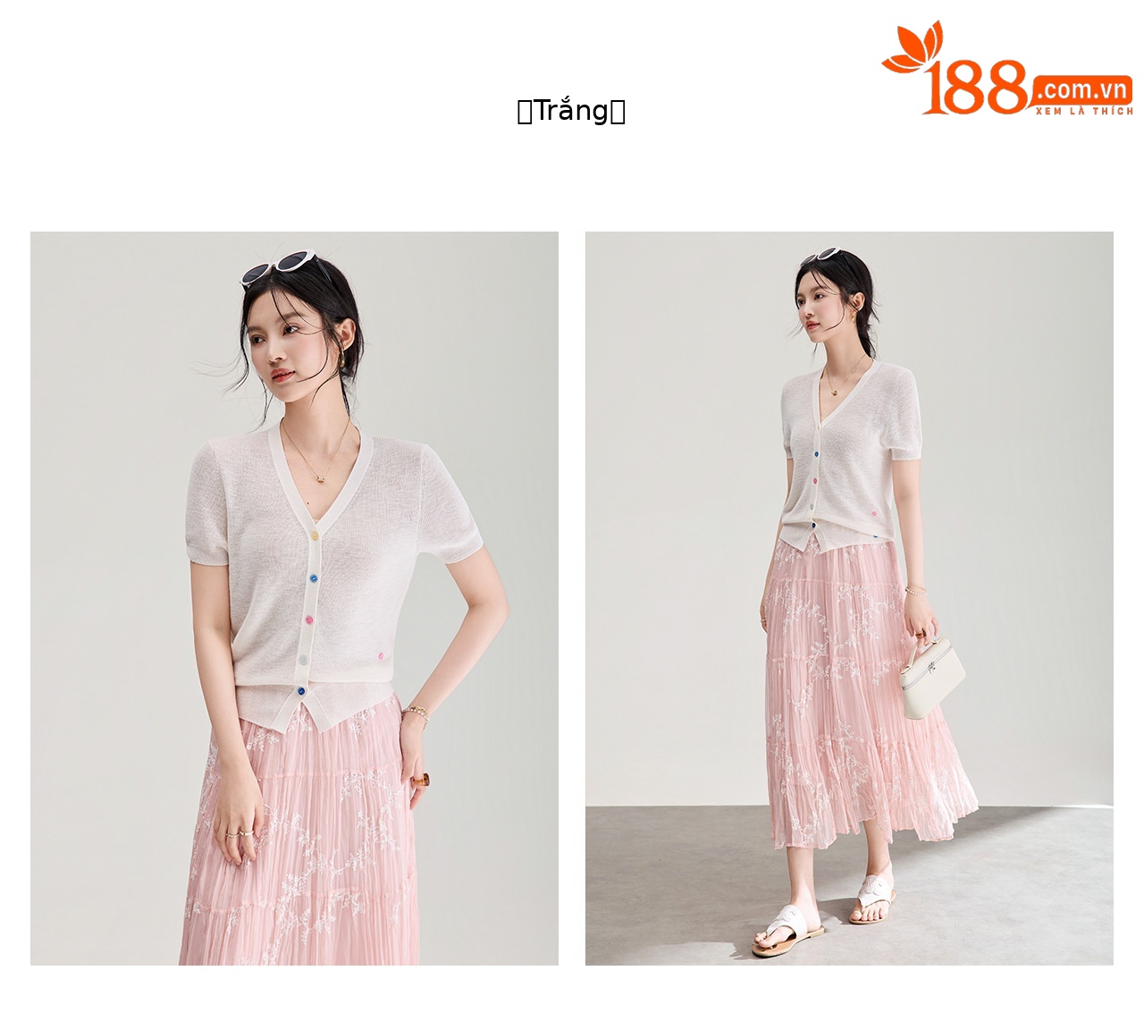 Áo cardigan nữ cổ V dệt kim sợi lanh siêu mịn, cúc màu, thoáng mát mùa hè — xanh lam chi tiết 23