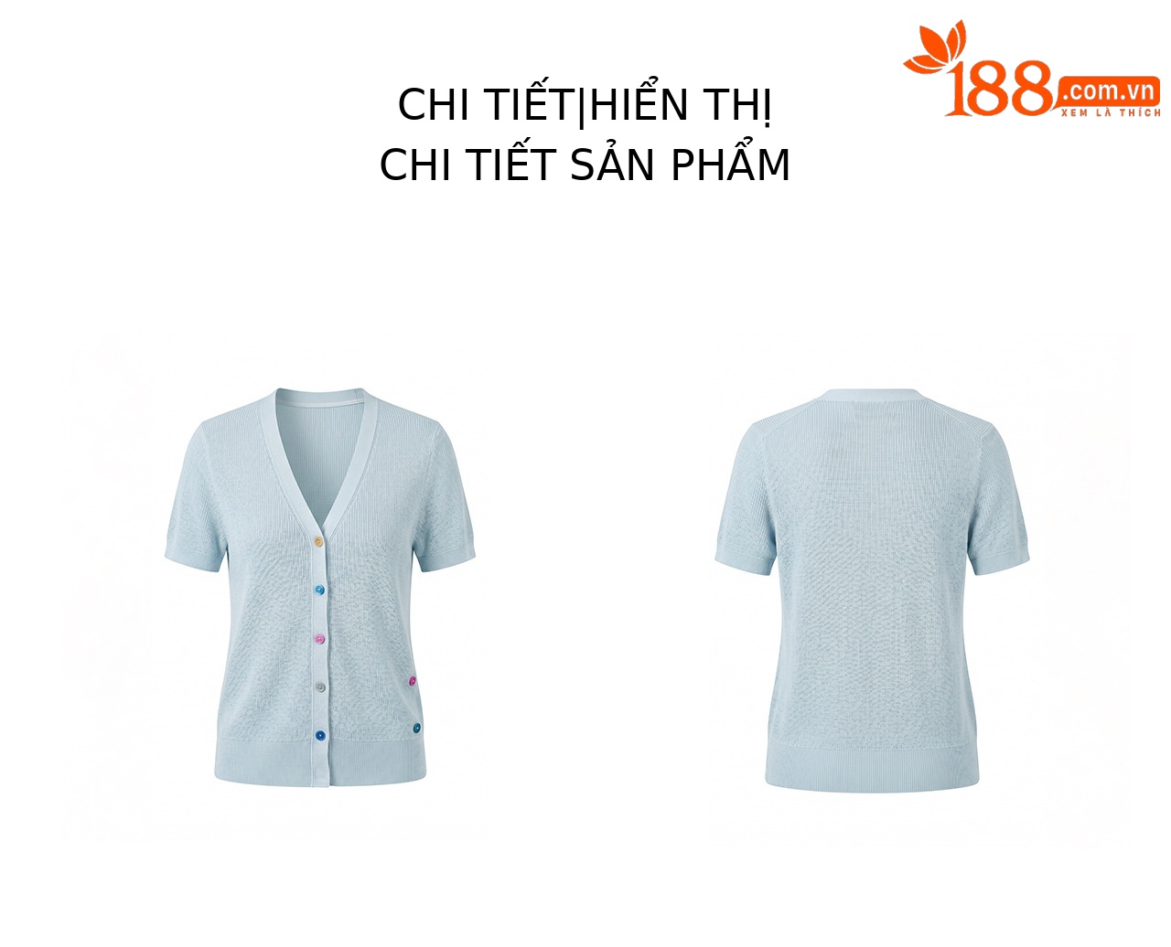 Áo cardigan nữ cổ V dệt kim sợi lanh siêu mịn, cúc màu, thoáng mát mùa hè — xanh lam chi tiết 28