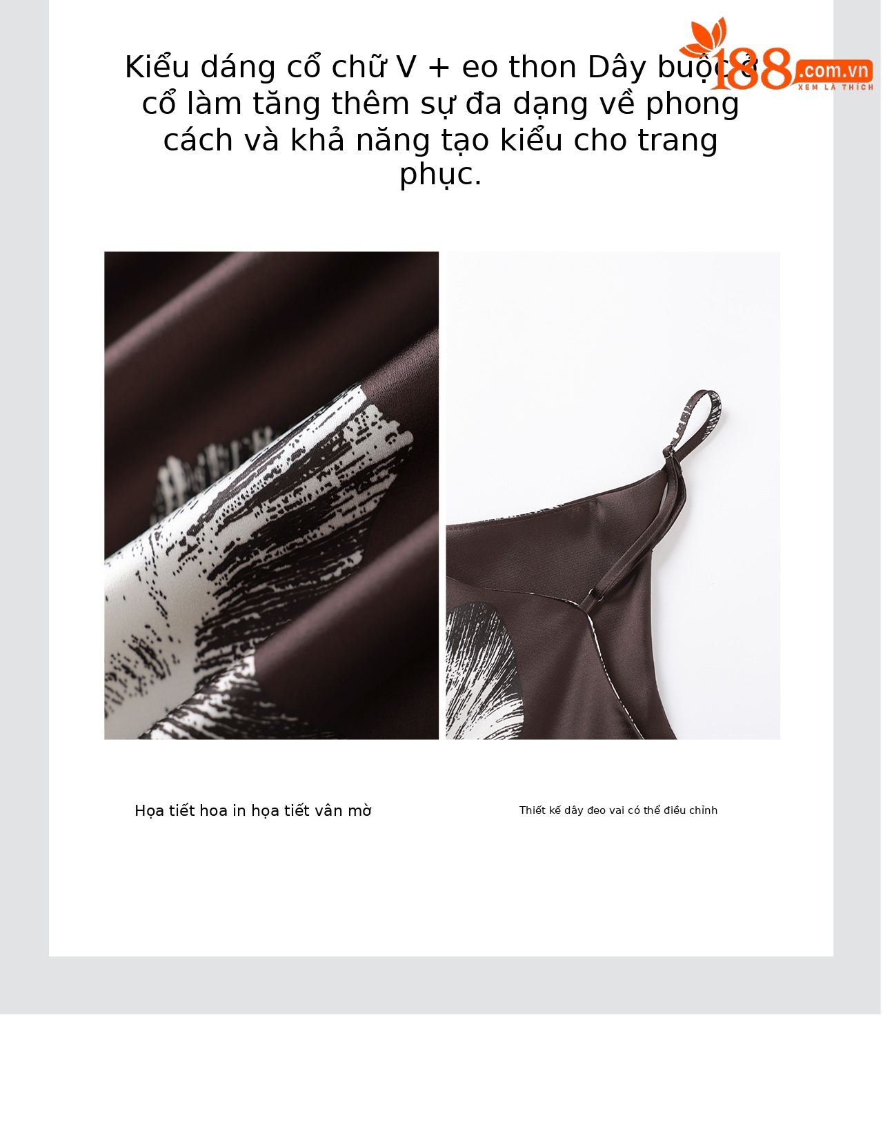 Váy dây satin họa tiết hoa nhỏ buông nhẹ mùa hè — màu xám chi tiết 9