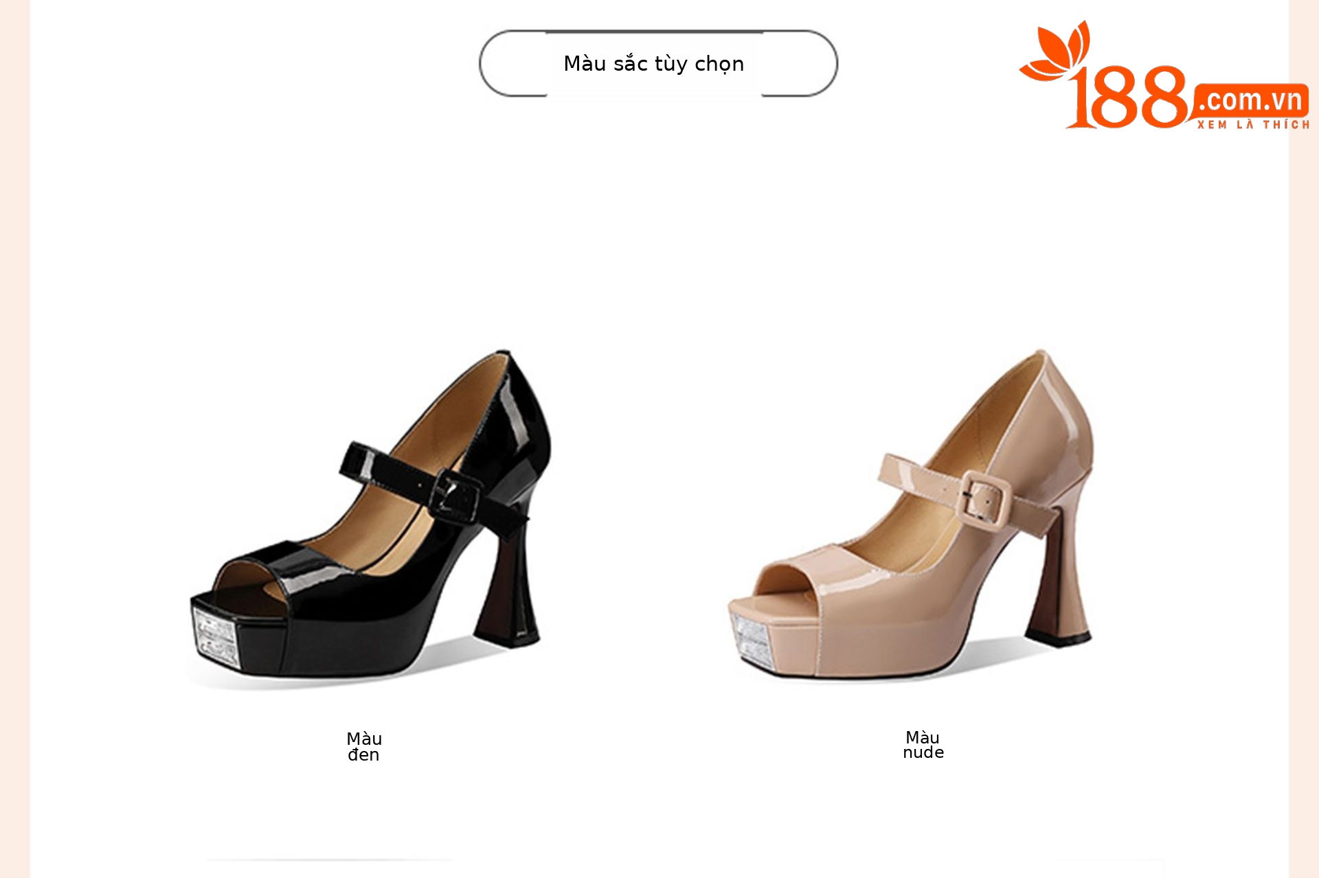 Sandal cao gót nữ hở mũi quai ngang khóa, gót vuông 9 cm, đế platform — đen chi tiết 1