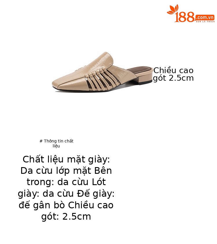 Dép sandal nữ quai chữ V bệt mũi tròn phong cách vintage — đen chi tiết 4