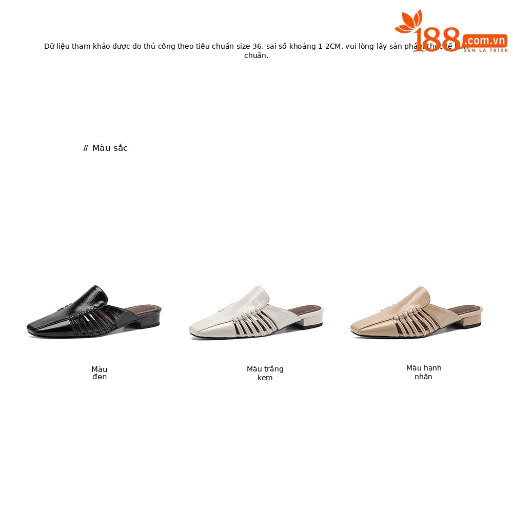 Dép sandal nữ quai chữ V bệt mũi tròn phong cách vintage — đen chi tiết 5