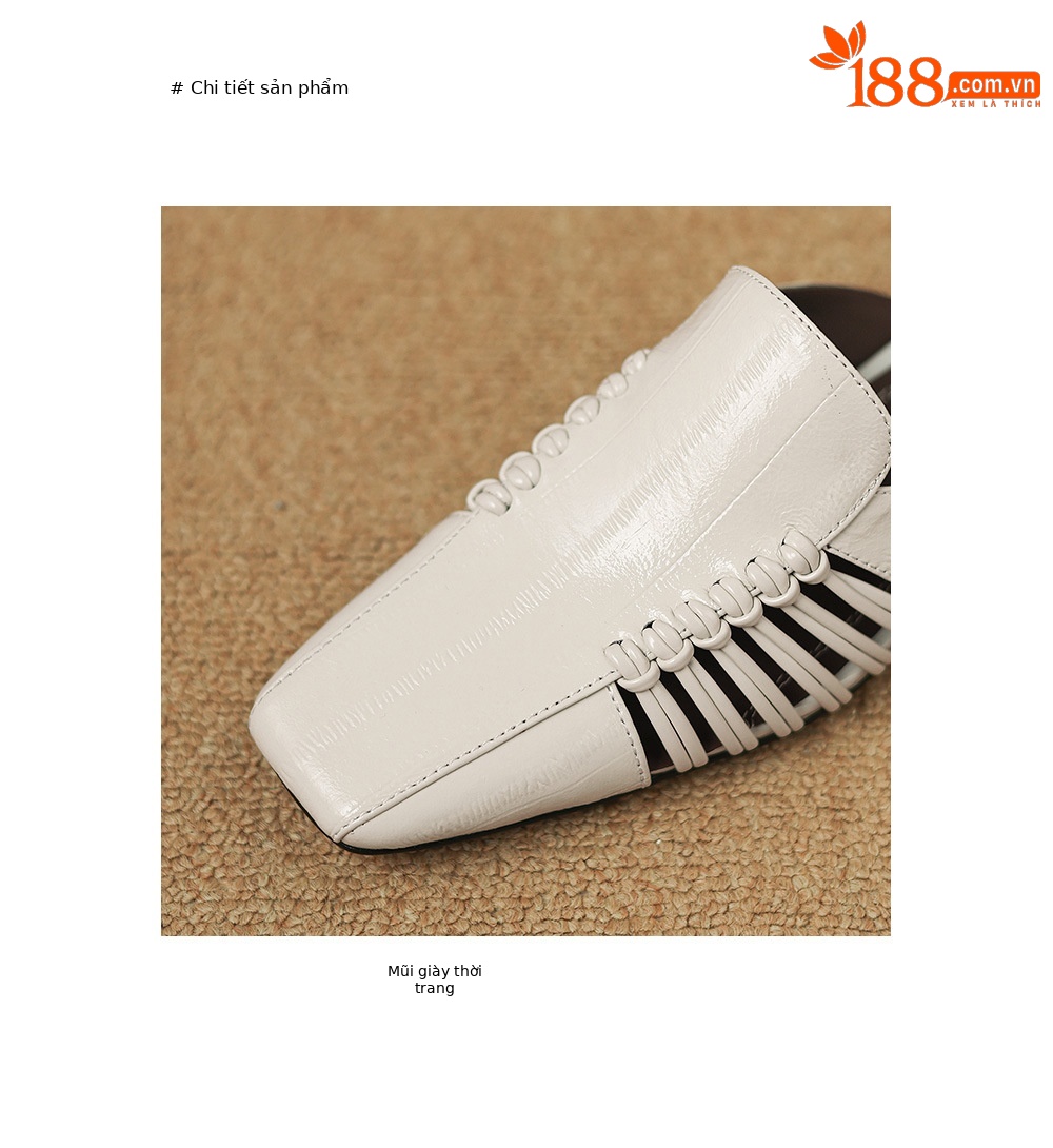 Dép sandal nữ quai chữ V bệt mũi tròn phong cách vintage — đen chi tiết 13