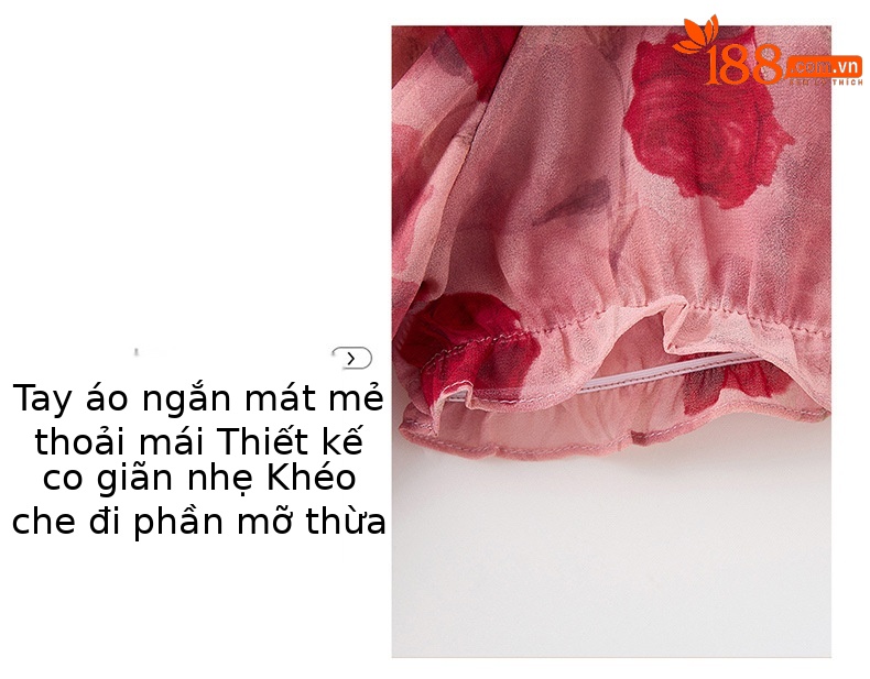 Đầm maxi nữ hoa hồng cổ V tay ngắn thắt eo — Hồng lãng mạn chi tiết 9
