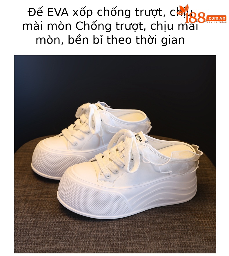 Dép trùm đầu nữ đế dày tăng chiều cao phong cách thời trang mùa hè 2026 — màu trắng chi tiết 8