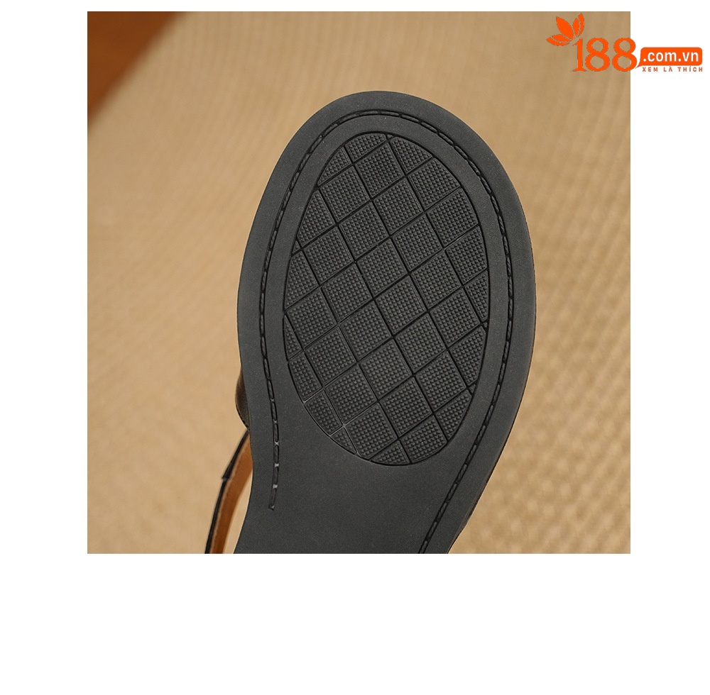 Dép sandal nữ da bò mũi trùm đế bệt kiểu lỗ thoáng khí — đen chi tiết 20