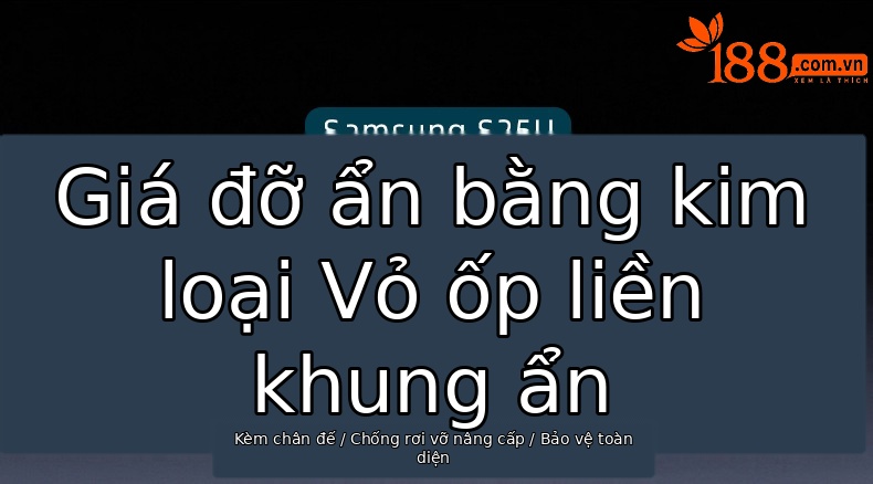 Ốp lưng kim loại chống sốc cho Samsung S25 Ultra, S25 Plus, S24 Ultra, S26 Ultra – có giá đỡ, chống bụi, chống rơi, thiết kế full wrap bảo vệ toàn diện — đen, đỏ chi tiết 1