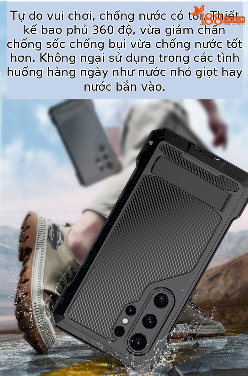 Ốp lưng kim loại chống sốc cho Samsung S25 Ultra, S25 Plus, S24 Ultra, S26 Ultra – có giá đỡ, chống bụi, chống rơi, thiết kế full wrap bảo vệ toàn diện — đen, đỏ chi tiết 13