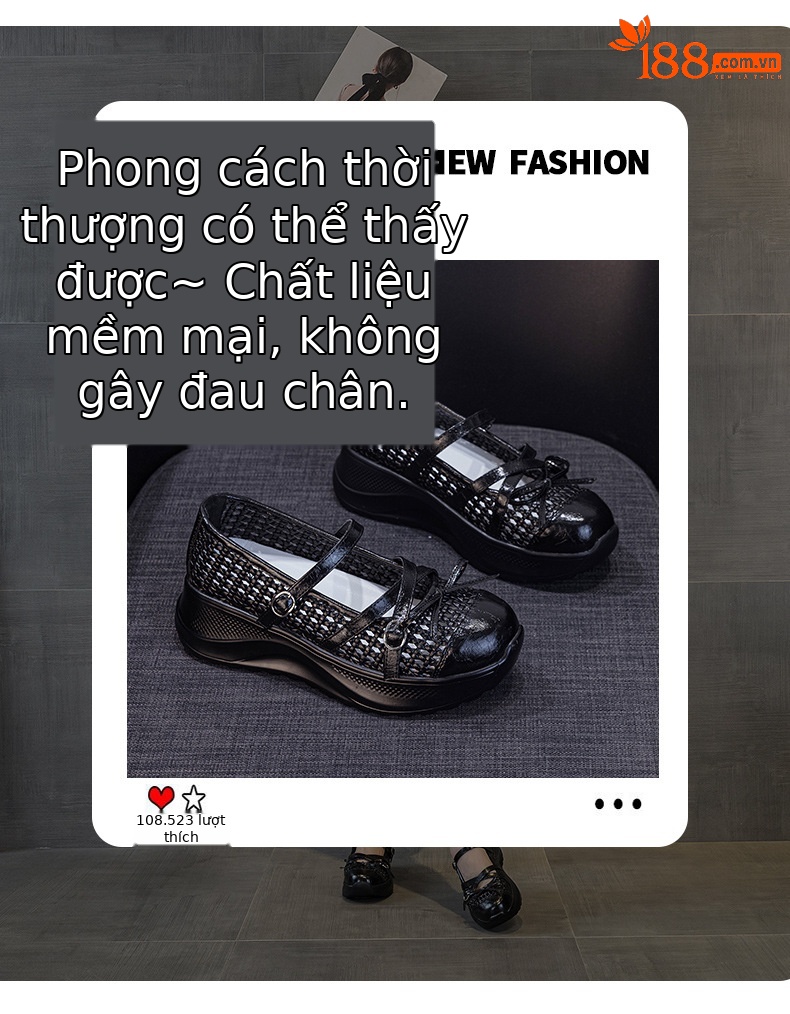 Giày sneaker nữ chunky đế dày dệt kim thoáng khí, phong cách Hàn Quốc, quai chéo, đế dày — Trắng 5097, Vàng 5097, Đen 5097 chi tiết 3