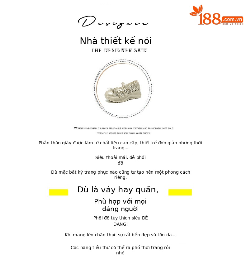 Giày sneaker nữ chunky đế dày dệt kim thoáng khí, phong cách Hàn Quốc, quai chéo, đế dày — Trắng 5097, Vàng 5097, Đen 5097 chi tiết 4