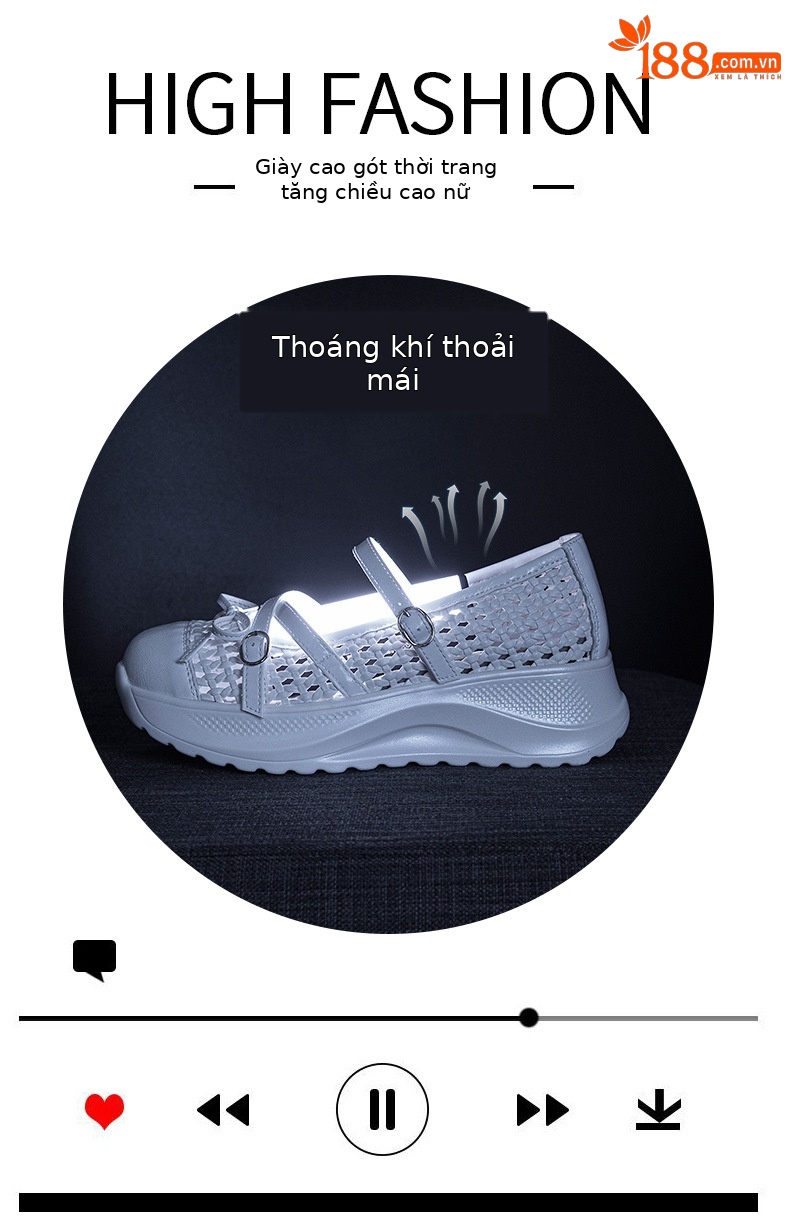 Giày sneaker nữ chunky đế dày dệt kim thoáng khí, phong cách Hàn Quốc, quai chéo, đế dày — Trắng 5097, Vàng 5097, Đen 5097 chi tiết 5