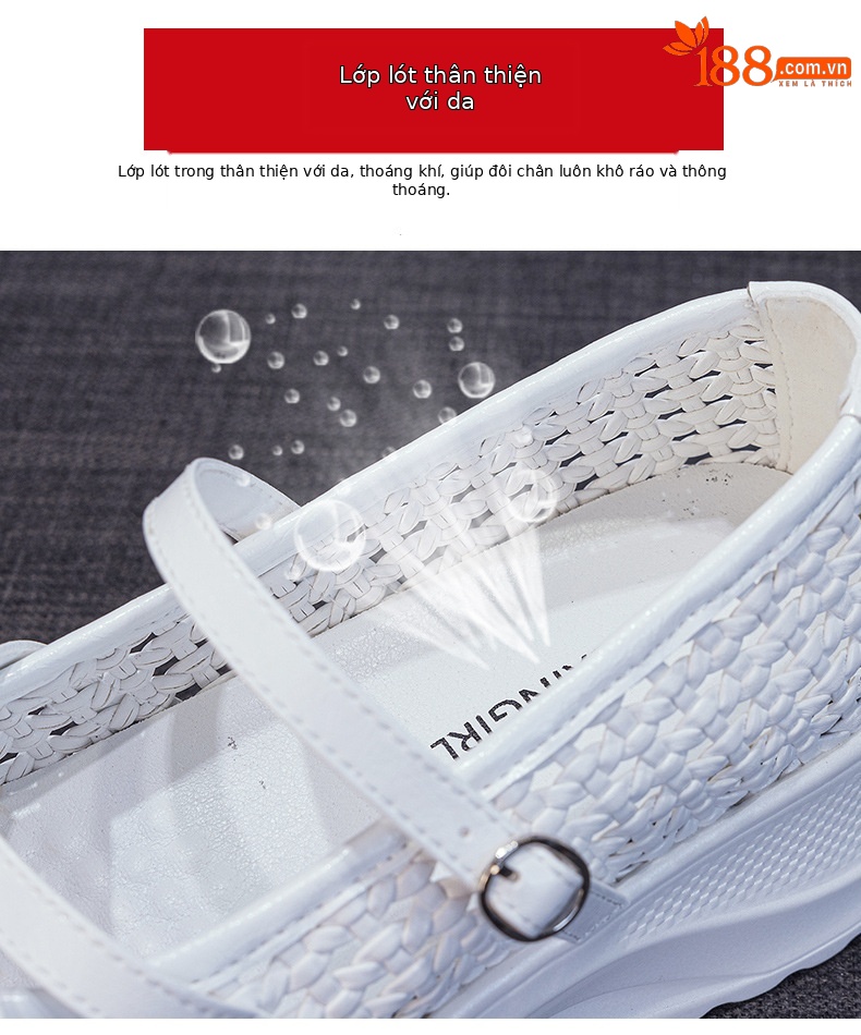 Giày sneaker nữ chunky đế dày dệt kim thoáng khí, phong cách Hàn Quốc, quai chéo, đế dày — Trắng 5097, Vàng 5097, Đen 5097 chi tiết 8