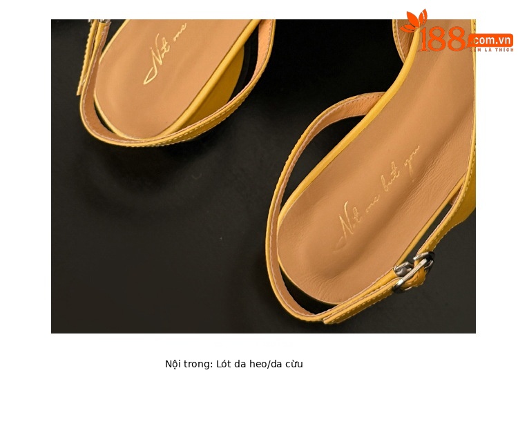 Sandal nữ da trâu chia ngón chân mũi trùm đế bệt — Đỏ (cao 1cm) chi tiết 9