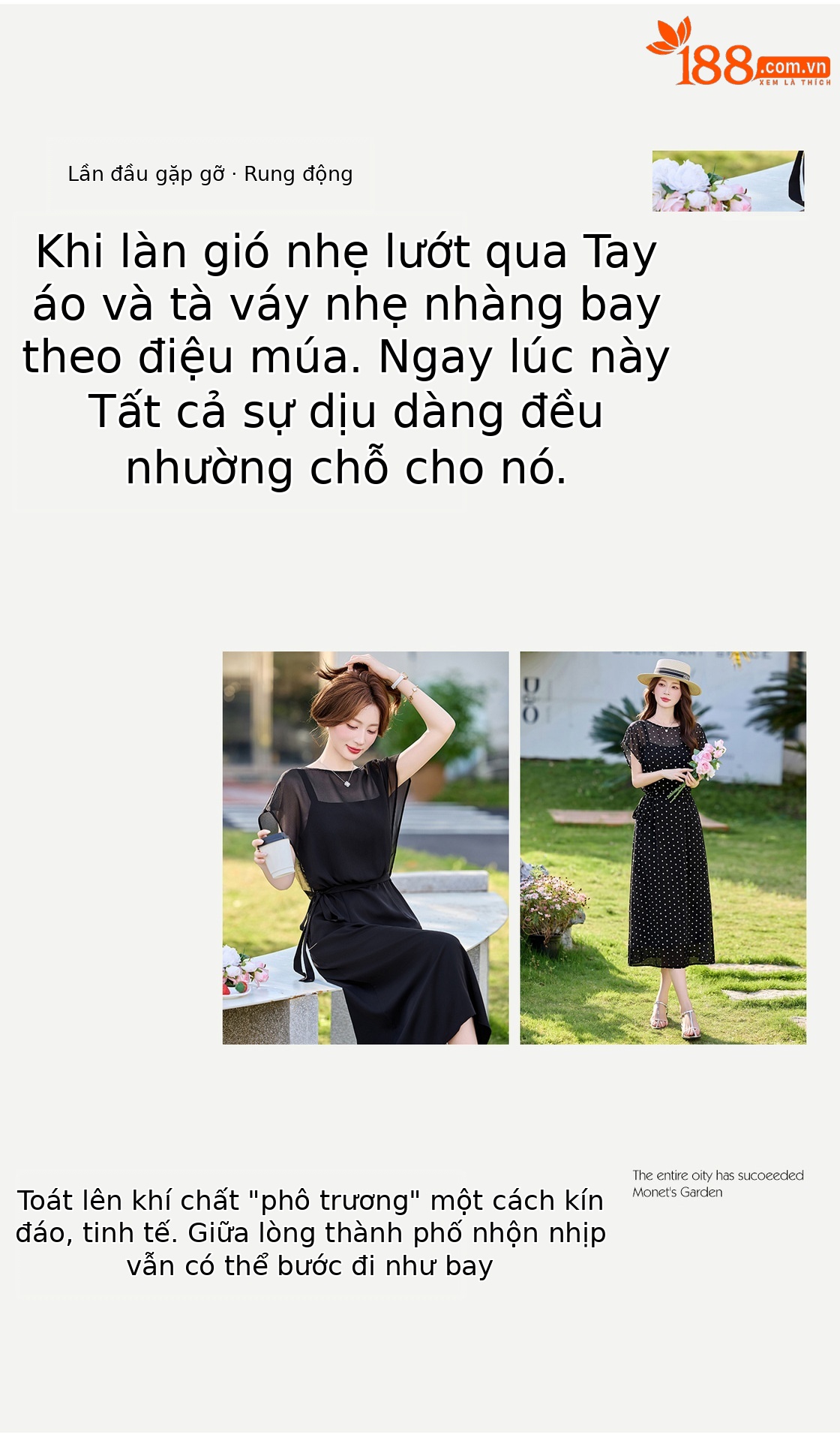 Đầm chữ A eo thắt dây tay ngắn cổ điển dáng midi — màu đen, Điểm sóng chi tiết 2