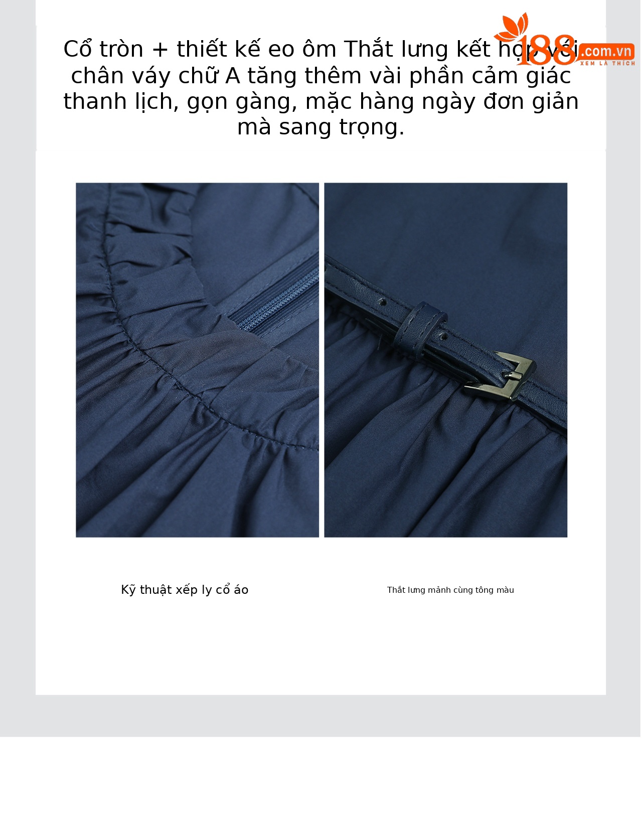 Đầm maxi nữ thắt eo không tay chất cotton phong cách Pháp cổ điển — xanh lam chi tiết 9