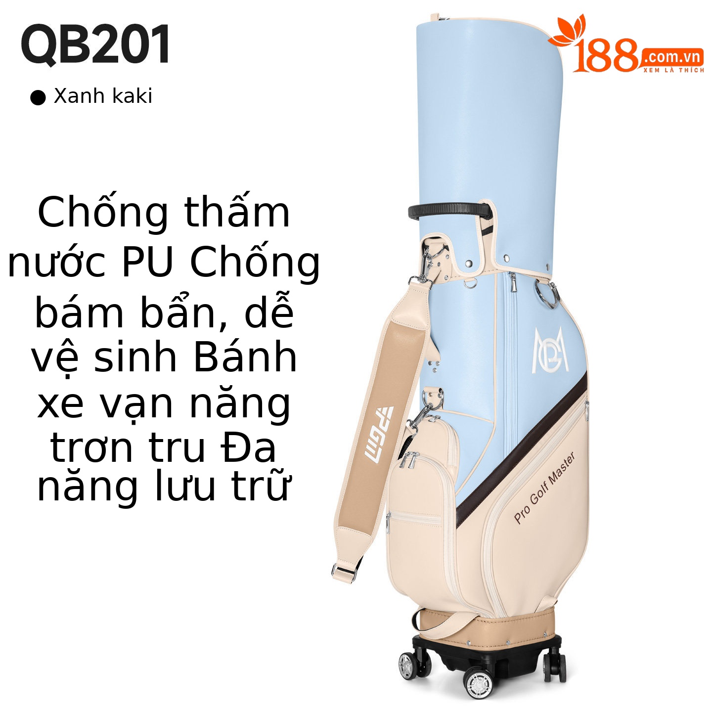 Túi đựng gậy golf PGM bánh xe xoay 360° chống bẩn dễ lau, kiểu Hàn Quốc — Xanh kaki [Bánh xe xoay 360°/Chống bẩn dễ lau/Lưu trữ đa năng] QB201, Nâu kaki [Bánh xe xoay 360°/Chống bẩn dễ lau/Lưu trữ đa năng] QB201