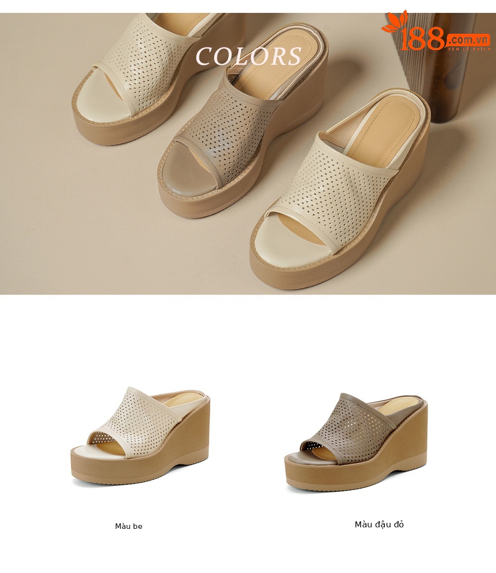 Dép sandal cao gót nữ da cừu đế xuồng mũi hở quai ngang — màu trắng ngà chi tiết 3