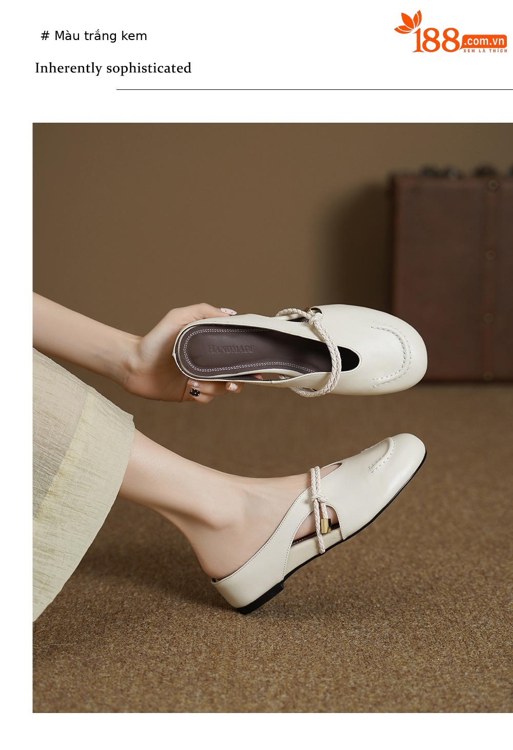 Dép sandal nữ bao đầu quai chữ V đế bệt cỡ lớn 33–42 — màu nâu chi tiết 3