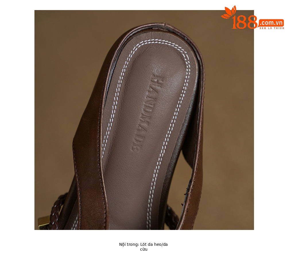 Dép sandal nữ bao đầu quai chữ V đế bệt cỡ lớn 33–42 — màu nâu chi tiết 16
