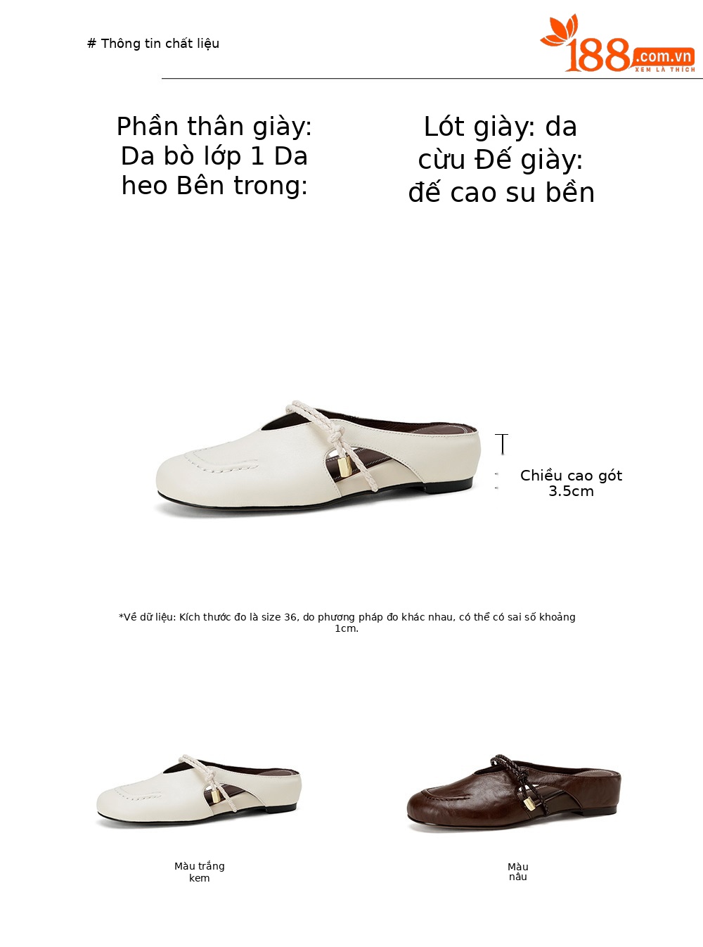 Dép sandal nữ bao đầu quai chữ V đế bệt cỡ lớn 33–42 — màu nâu chi tiết 2
