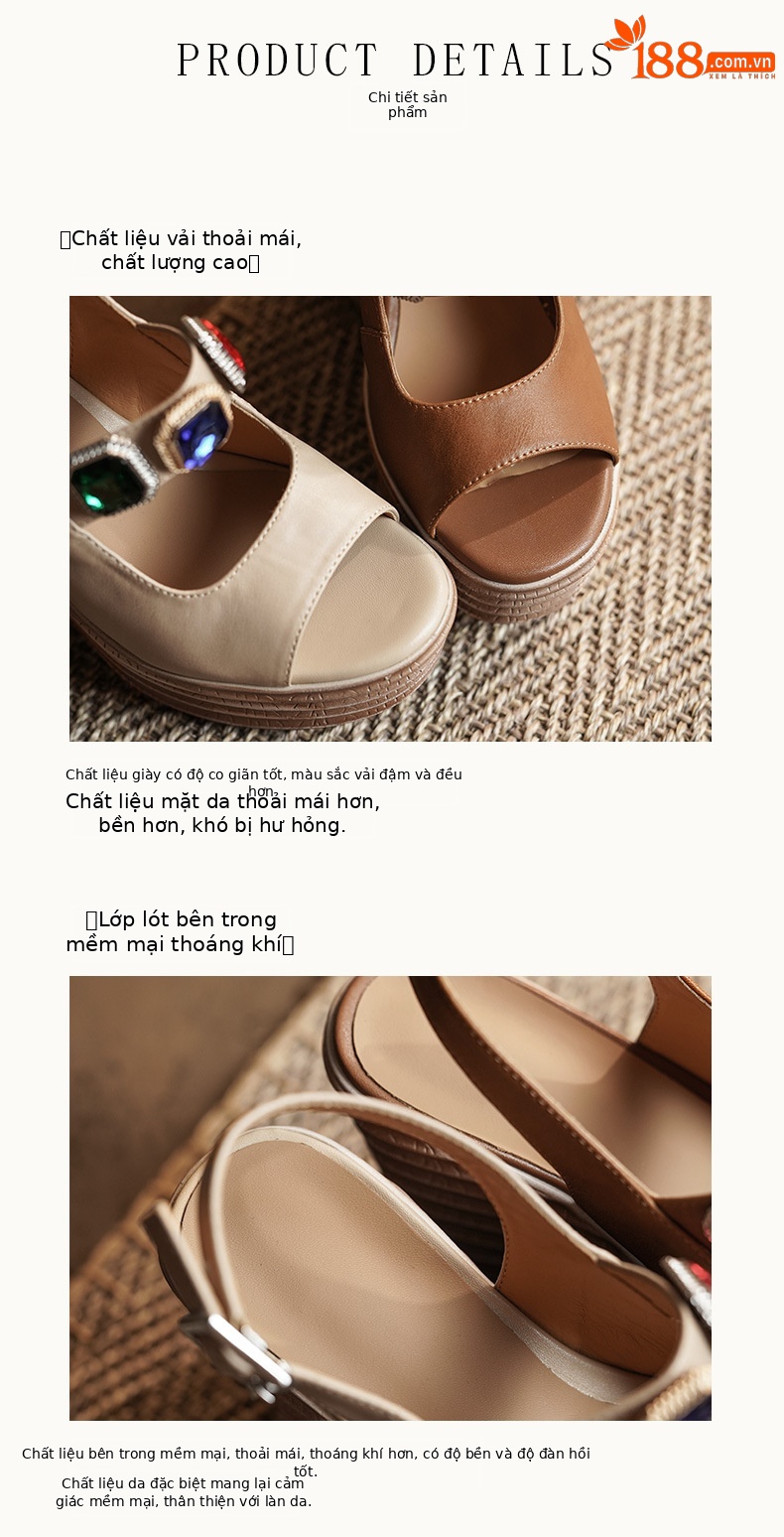 Sandal cao gót nữ hở mũi đế xuồng 12 cm, phối đá màu thời trang — màu nâu, màu mơ chi tiết 7