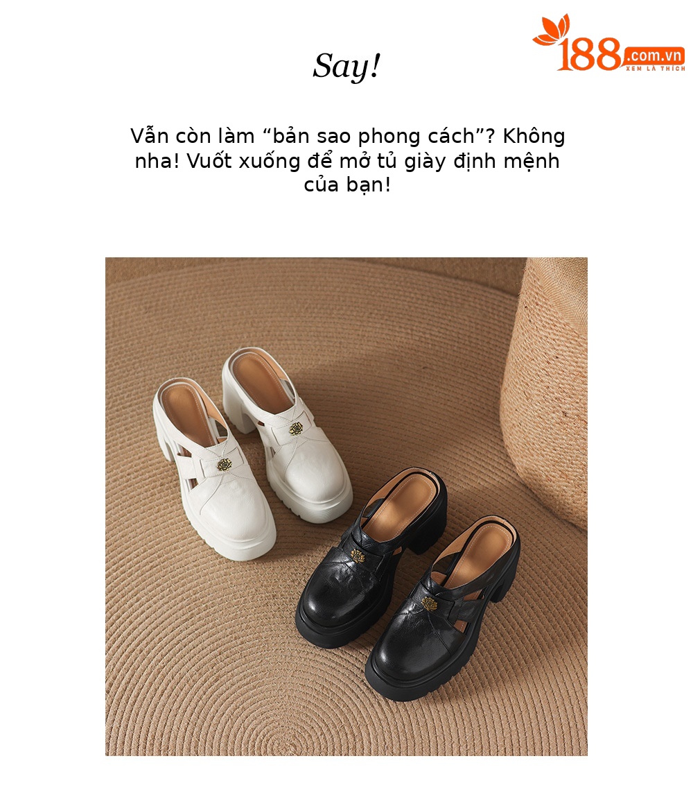 Sandal cao gót nữ mũi kín hở mũi đế dày gót thô 9 cm — màu đen, màu trắng ngà chi tiết 2