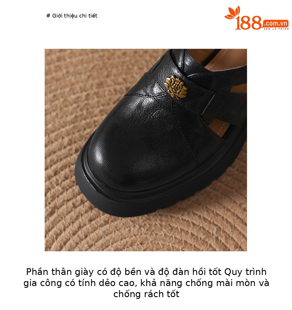 Sandal cao gót nữ mũi kín hở mũi đế dày gót thô 9 cm — màu đen, màu trắng ngà chi tiết 6