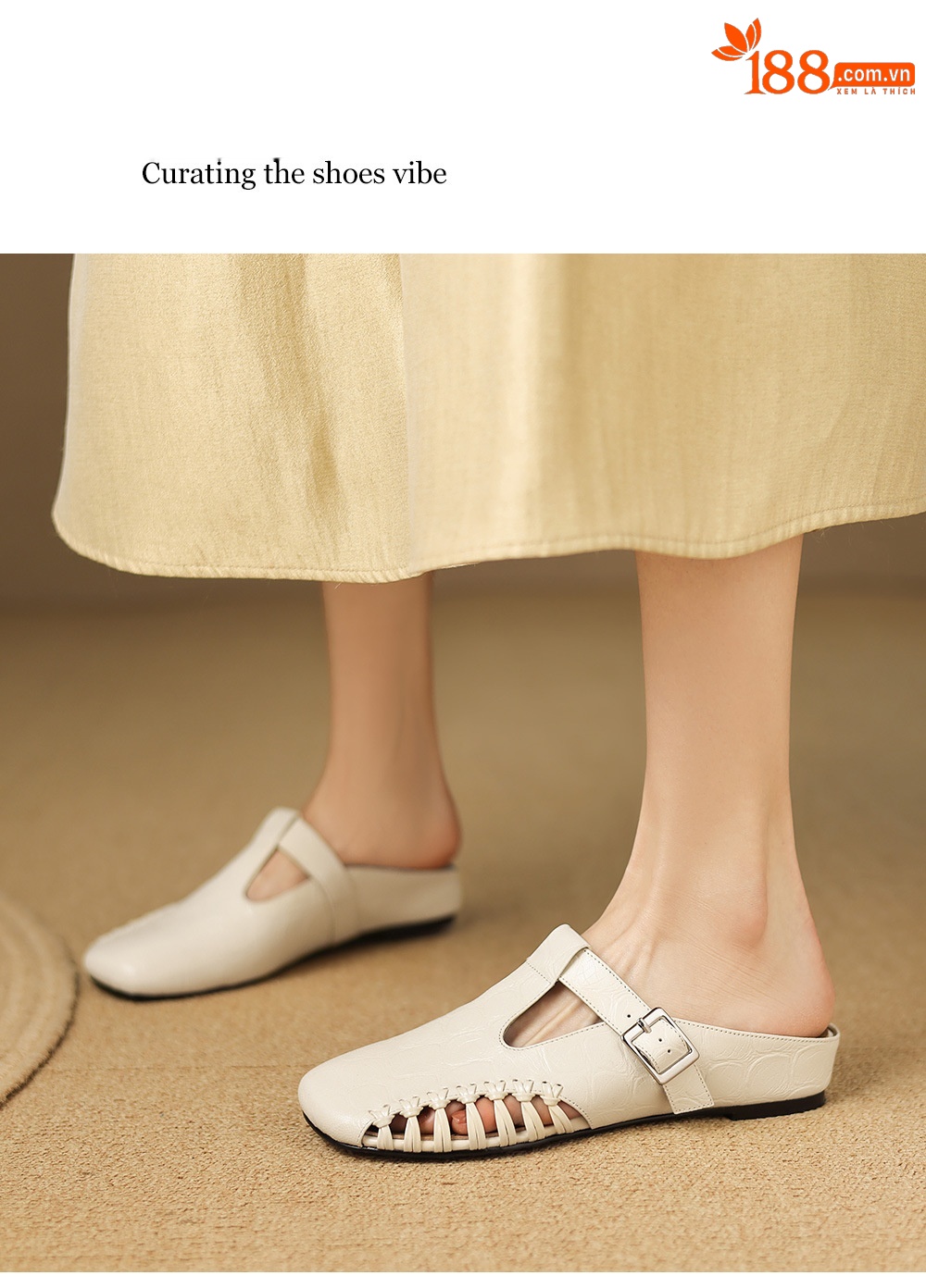 Dép nữ quai chữ T mũi nhọn kiểu vintage, đế bệt, size 34–41 — đen chi tiết 13