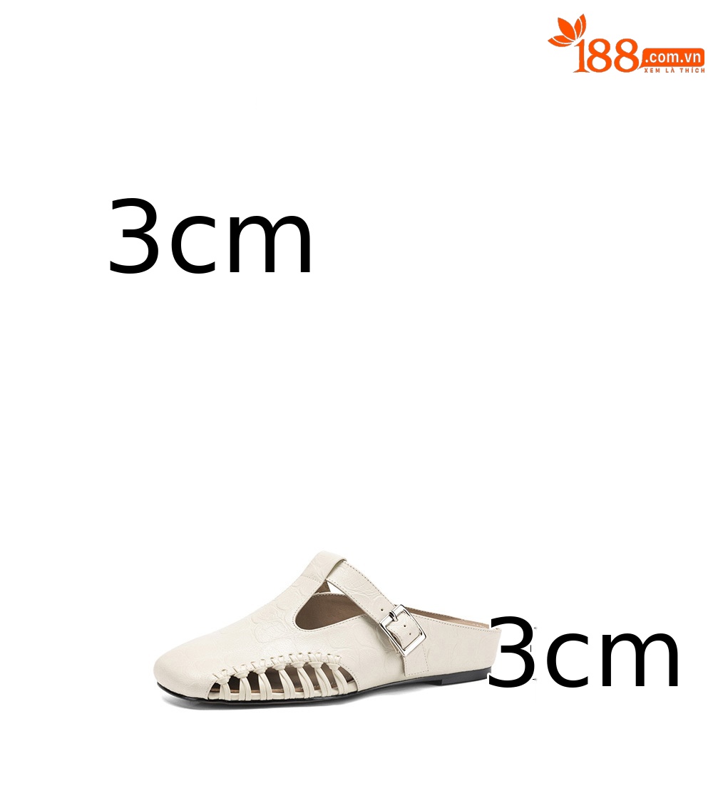 Dép nữ quai chữ T mũi nhọn kiểu vintage, đế bệt, size 34–41 — đen chi tiết 3