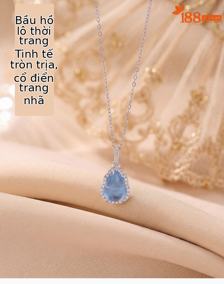 Mặt dây chuyền bạc S925 hình hồ lô xanh biển phong cách Trung Hoa — Mặt dây chuyền đơn - không có chuỗi chi tiết 1